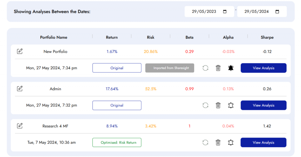 View your portfolio analyses and optimisations in Diversiview