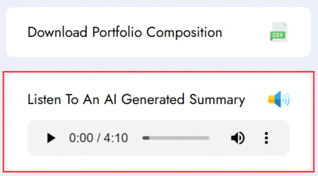 Listen to an AI Generated Portfolio Summary in Diversiview