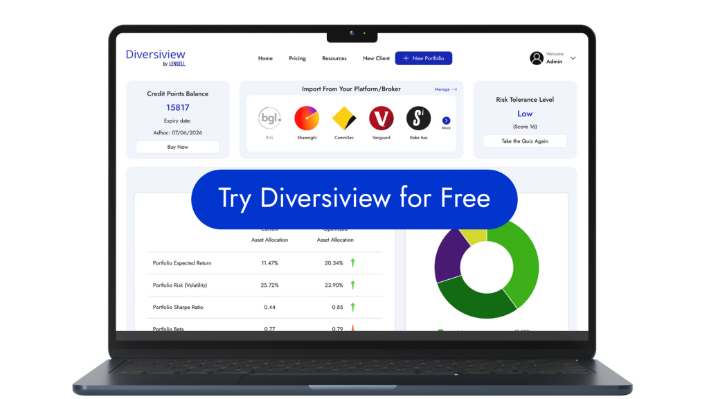 Try Diversiview portfolio optimisation today for FREE to better understand your portfolio returns!