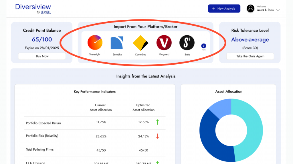 Getting started with Diversiview import your portfolio from your DEGIRO account.