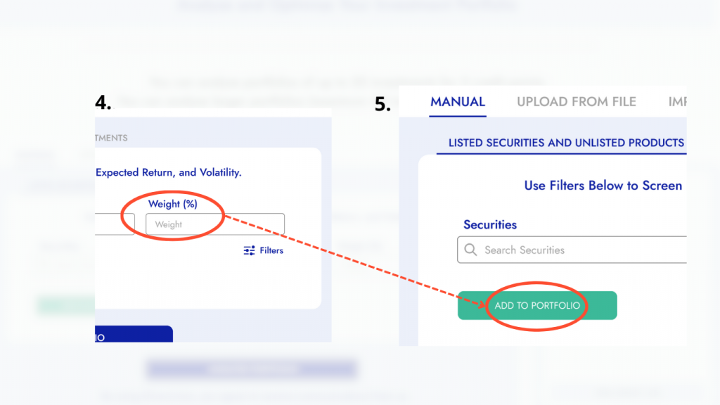 Getting started with Diversiview. How to run a manual portfolio analysis and adjusting weight of securities.