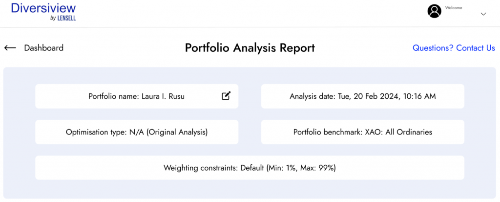 Diversiview Portfolio Analysis Report Overview