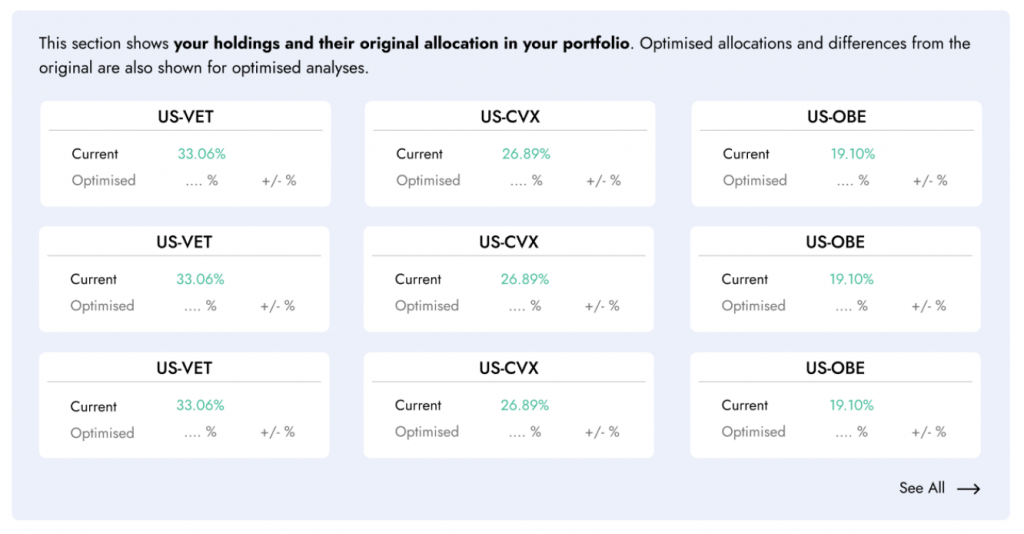 Calculate critical portfolio indicators with Diversiview.