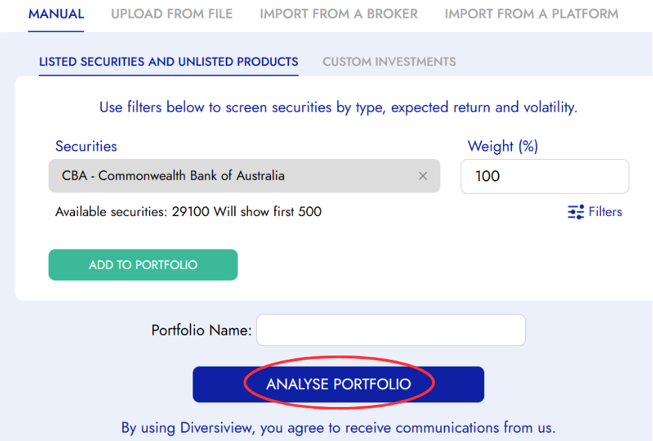 Manual analysis of portfolio 