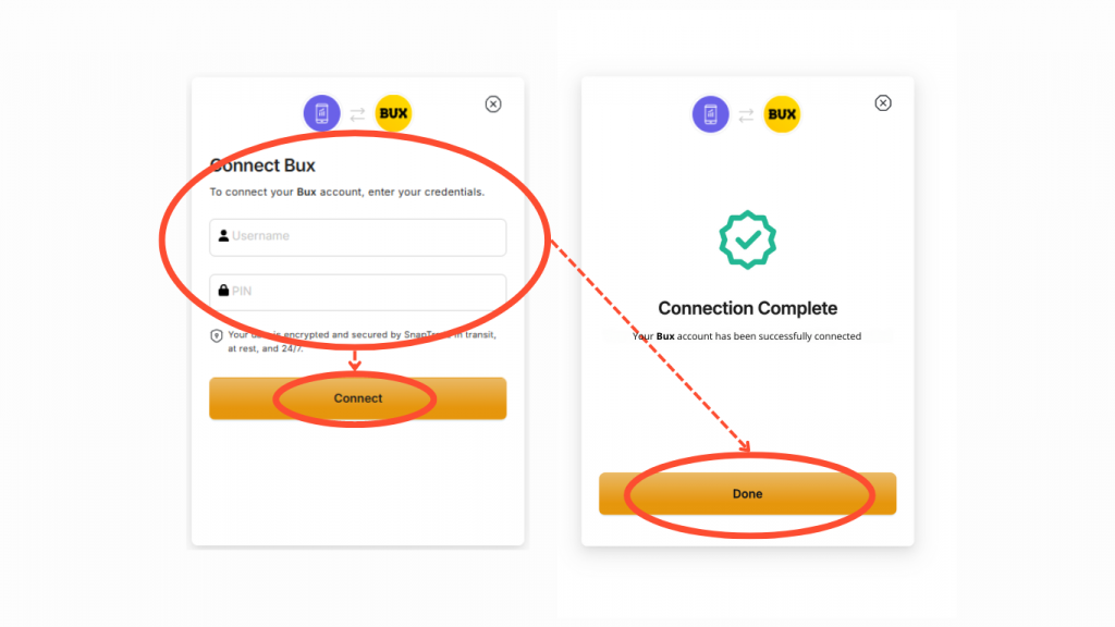 Getting started with Diversiview use SnapTrade to connect your Bux account.