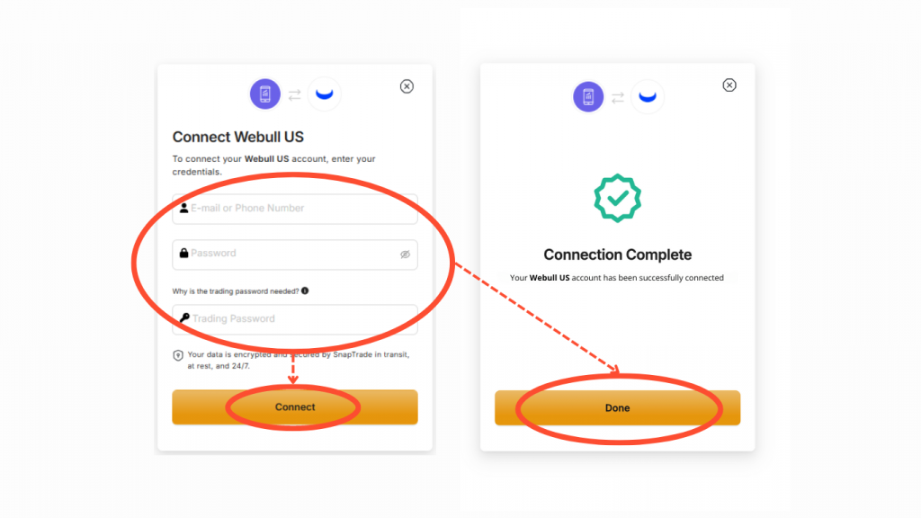 Getting started with Diversiview use SnapTrade to connect your Webull account.